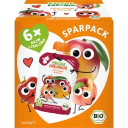 Bio Quetschie Apfel, Mango & Pfirsich Sparpack - 6 x 100 g