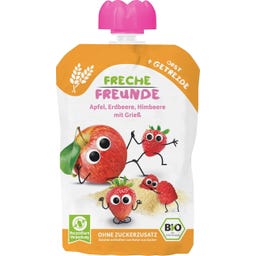 Quetschie Apfel, Erdbeere, Himbeere mit Grieß - 100 g
