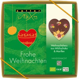 Bio MiXing Weihnachtsherz aus Milchschoko & Marillen - 100 g