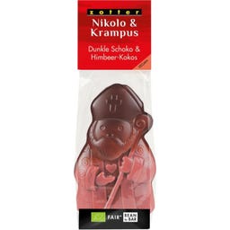 Bio Nikolo & Krampus Hohlfiguren Dunkle Schoko & Himbeer-Kokos - 80 g