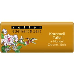 Bio edelhart & zart Karamelltafel + Mandel / Zitrone / Salz - 70 g
