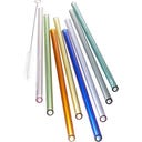 8 Glastrinkhalme FUTURE 23 cm bunt mit Bürste - 1 Set
