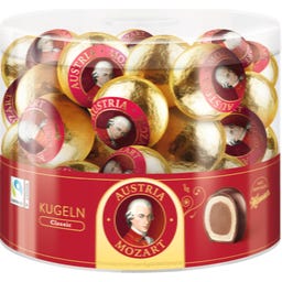 Austria Mozartkugeln Schokoladepralinen Klarsichtdose - Classic
