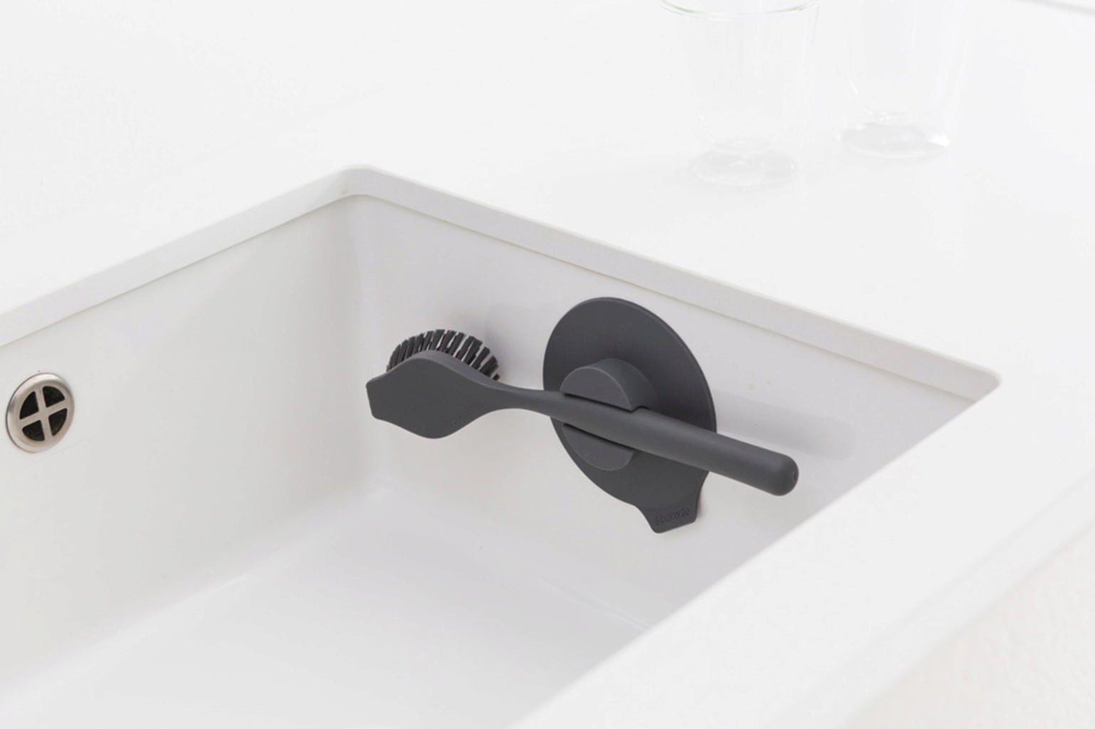 Brabantia Dish Brush with Suction Cup Holder - Dark Grey