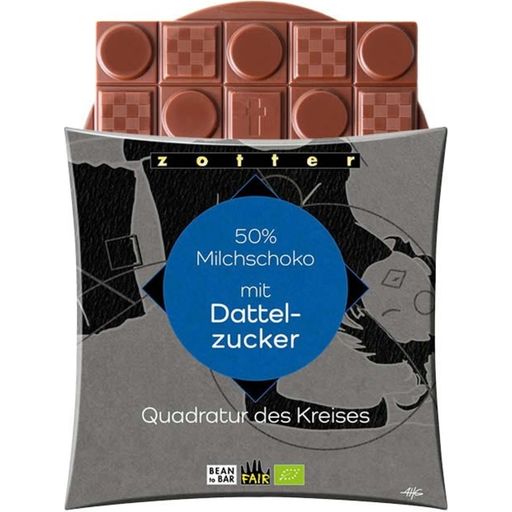 Kwadratowe koło 50% mlecznej czekolady z cukrem daktylowym - 70 g