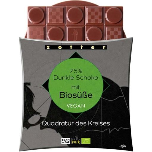Bio kwadratowe koło 75% ciemnej czekolady z organiczną słodyczą - 70 g