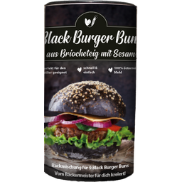 Black Brioche Burger Buns with White Sesame Seeds