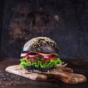 Black Brioche Burger Buns with White Sesame Seeds - 683 g