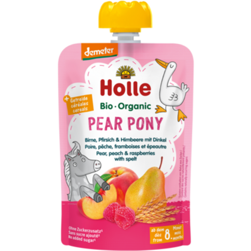 "Pear Pony" Gyümölcspüré - Körtével, őszibarackkal, áfonyával és tönkölybúzával - 100 g