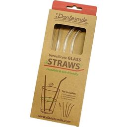 Set of Glass Drinking Straws with a Brush