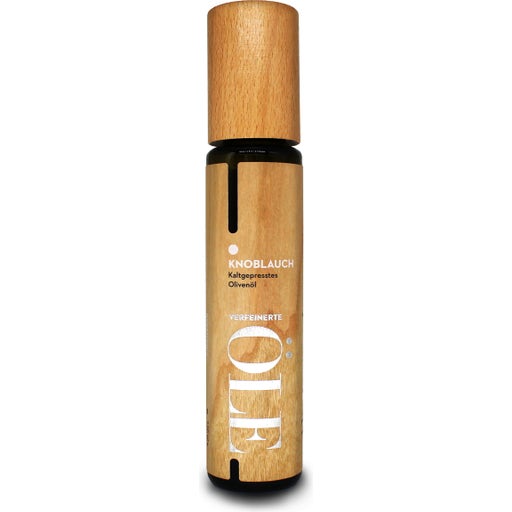 Greenomic Olivenöl in der Holzflasche - Knoblauch