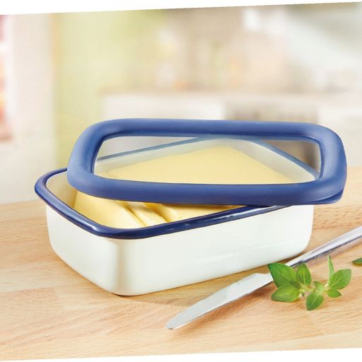 Enamel Food Storage Container with Lid - Flat - S