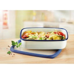 Enamel Food Storage Container with Lid - Flat