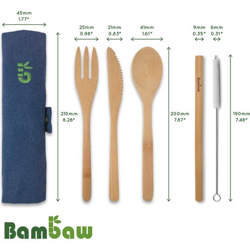 Bambaw Set di Posate in Bambù - blu oceano