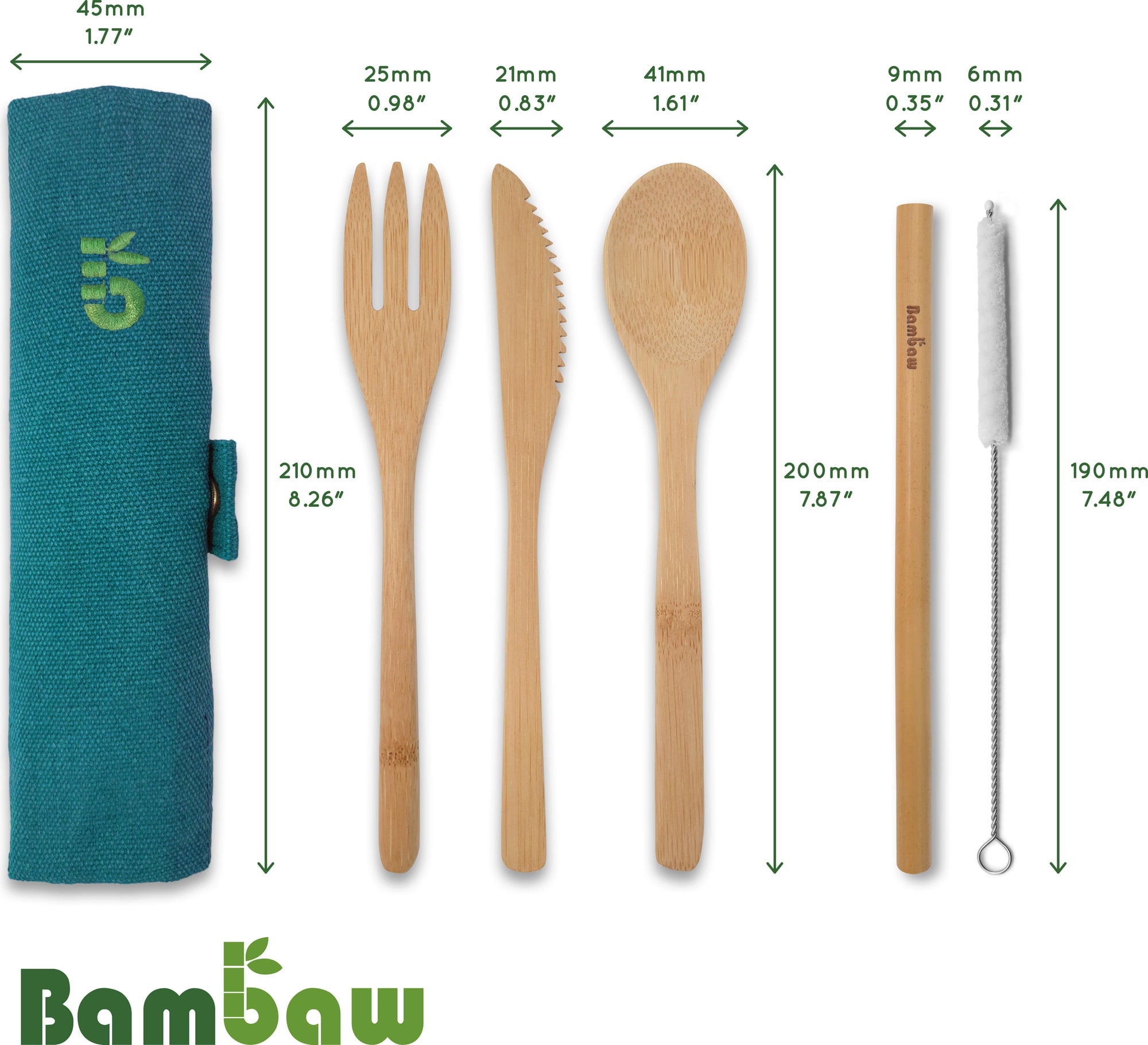 Bambaw Juego de Cubiertos de Bambú - Lagoon