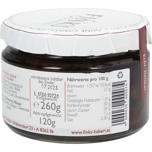 Schwarze Nüsse in kräftigem Sirup - in Scheiben - 280 ml
