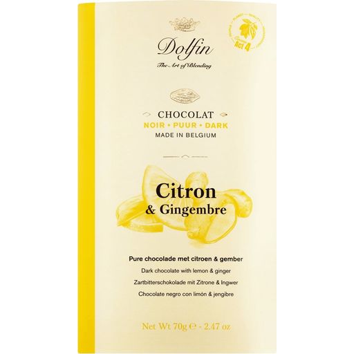 Dolfin Dark Chocolate with Lemon and Ginger - 70 g