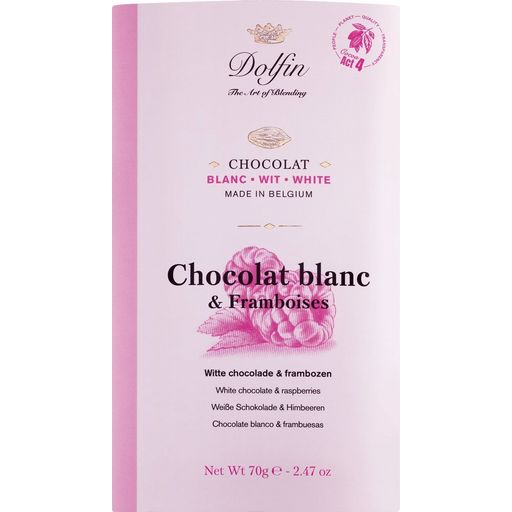 Dolfin Tablette de Chocolat Blanc - Framboises - 70 g