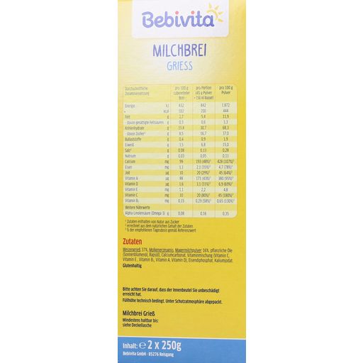 Bebivita Baby Milk Porridge with Semolina - 500 g