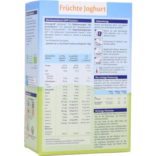 Bio Beikost Milchbrei Früchte Joghurt Vorratspackung - 450 g