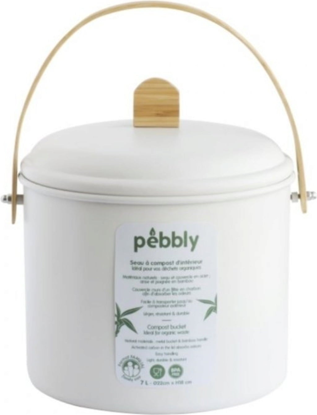 Pebbly Contenedor de Compost de Metal y Bambú
