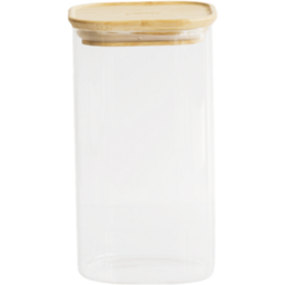 Pebbly Square Glass Container with Bamboo Lid - 1.4 litres