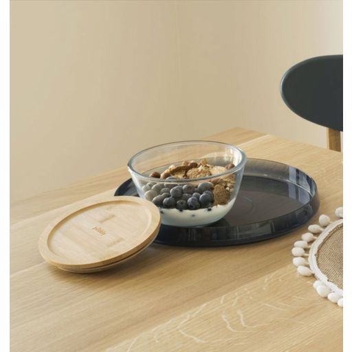 Pebbly Glass Bowl with Bamboo Lid - 0.77 litres