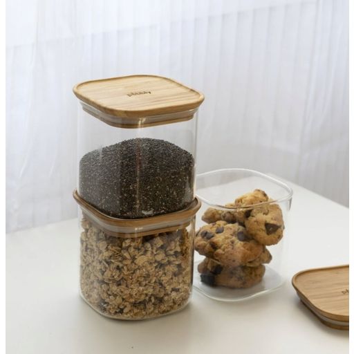 Glass Storage Jars with Bamboo Lids, Set of 3 - 1 Pc.