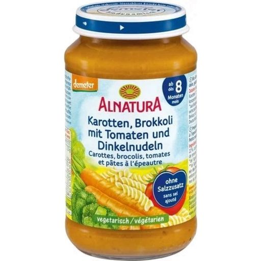Bio Babygläschen Karotte-Brokkoli-Tomate mit Dinkelnudeln - 220 g