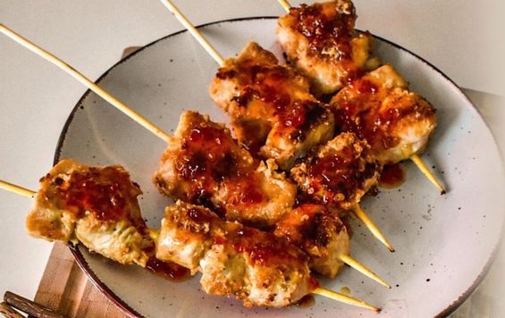 Chicken Skewers with Sweet Chilli Sauce and Peanut Sauce