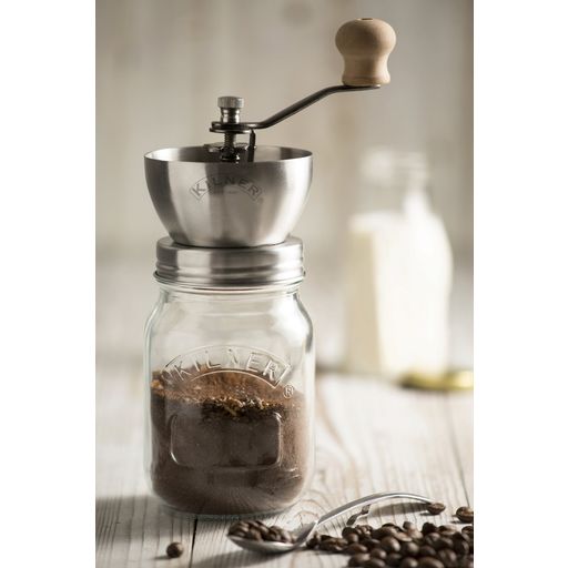 Coffee Grinder with Hand Crank and Glass Jar - 1 Set