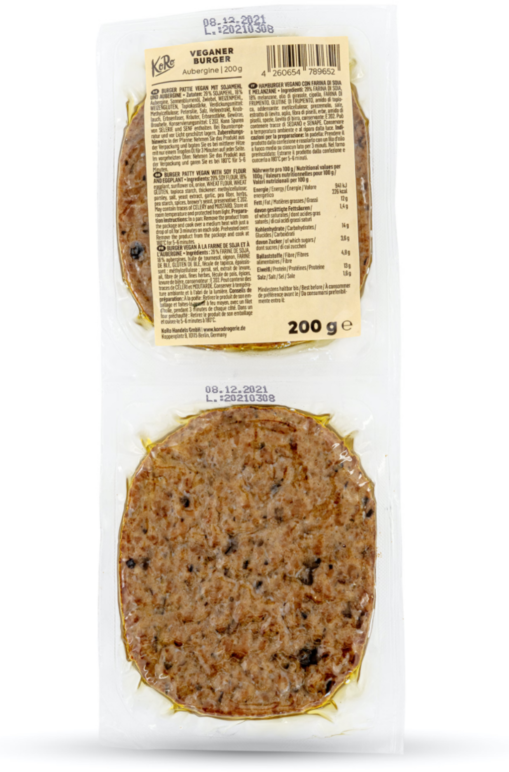 KoRo Hamburguesa Vegana con Berenjena