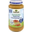 Organiczne danie w słoiczku dla dzieci - makaron z sosem Bolognese z soczewicy