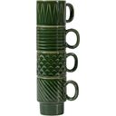 Coffee & More - Set of 4 Espresso Cups - Grey - Green