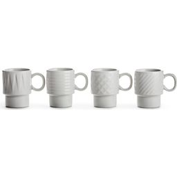 Coffee & More - Set of 4 Espresso Cups - Grey - White