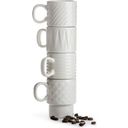 Coffee & More - Set of 4 Espresso Cups - Grey - White