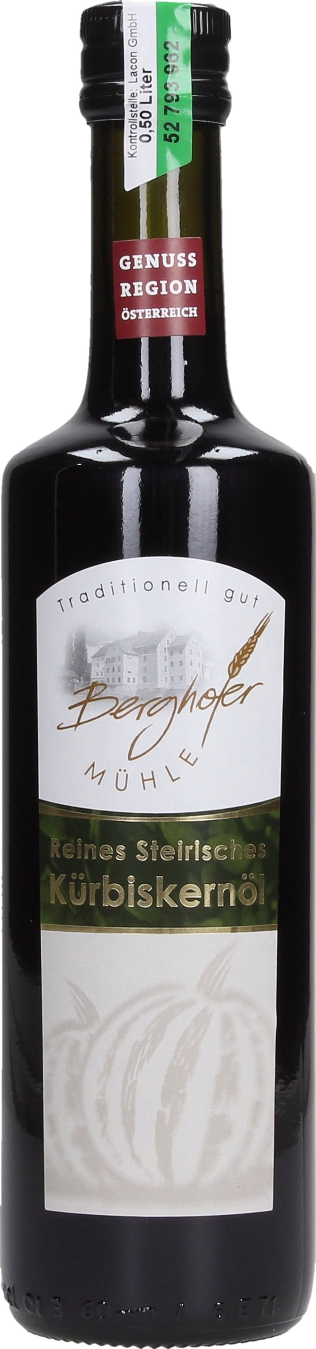 Berghofer Mühle Štýrský dýňový olej ve skle CHZO - 500 ml