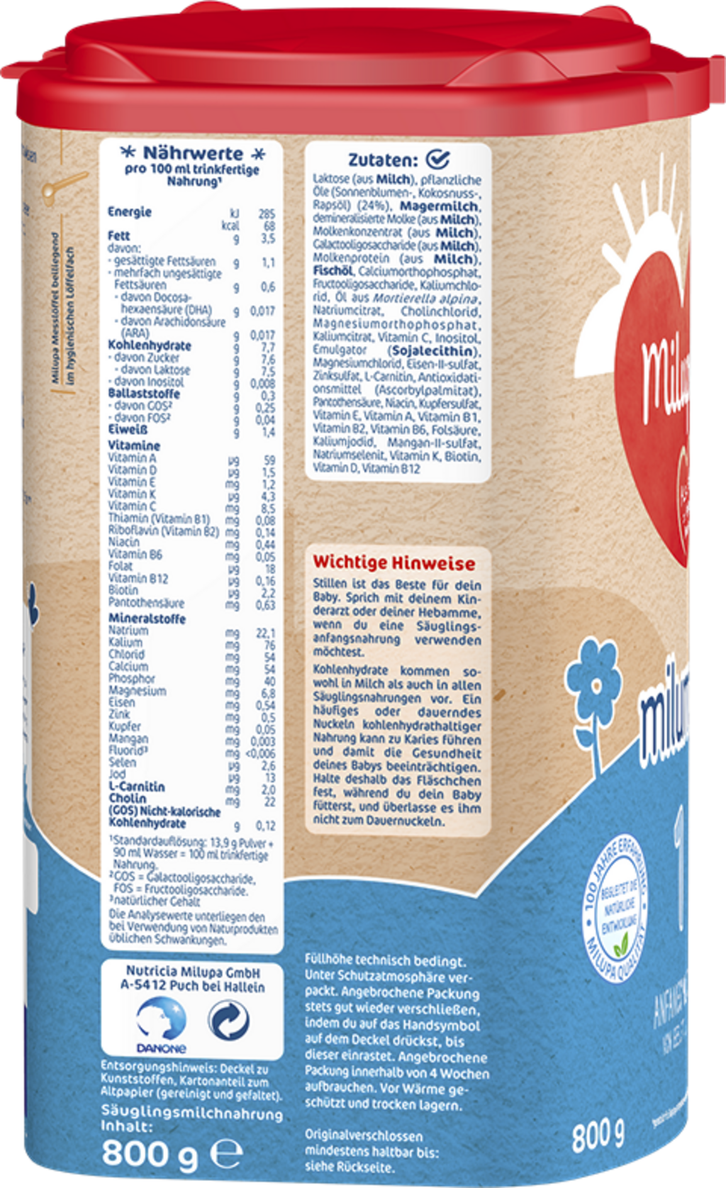 Formula per Lattanti a Base di Latte Vaccino - Milumil 1 - 800 g