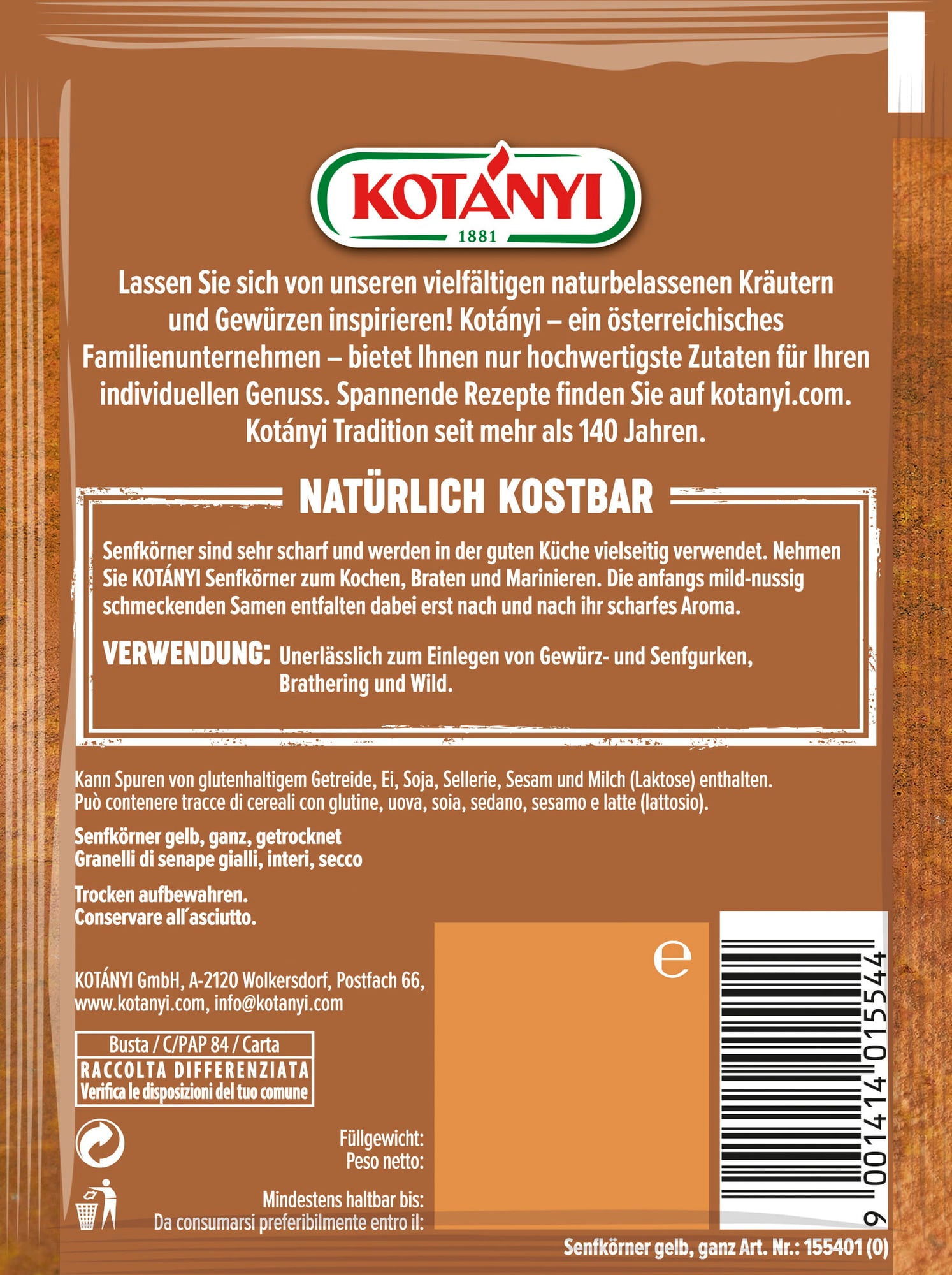 KOTÁNYI Graines de Moutarde Jaune - 48 g