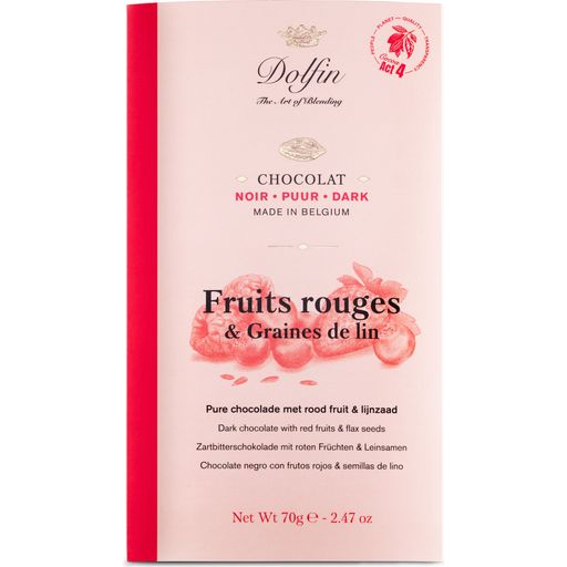 Dolfin Tablette de Chocolat Noir - Fruits Rouges et Graines de Lin