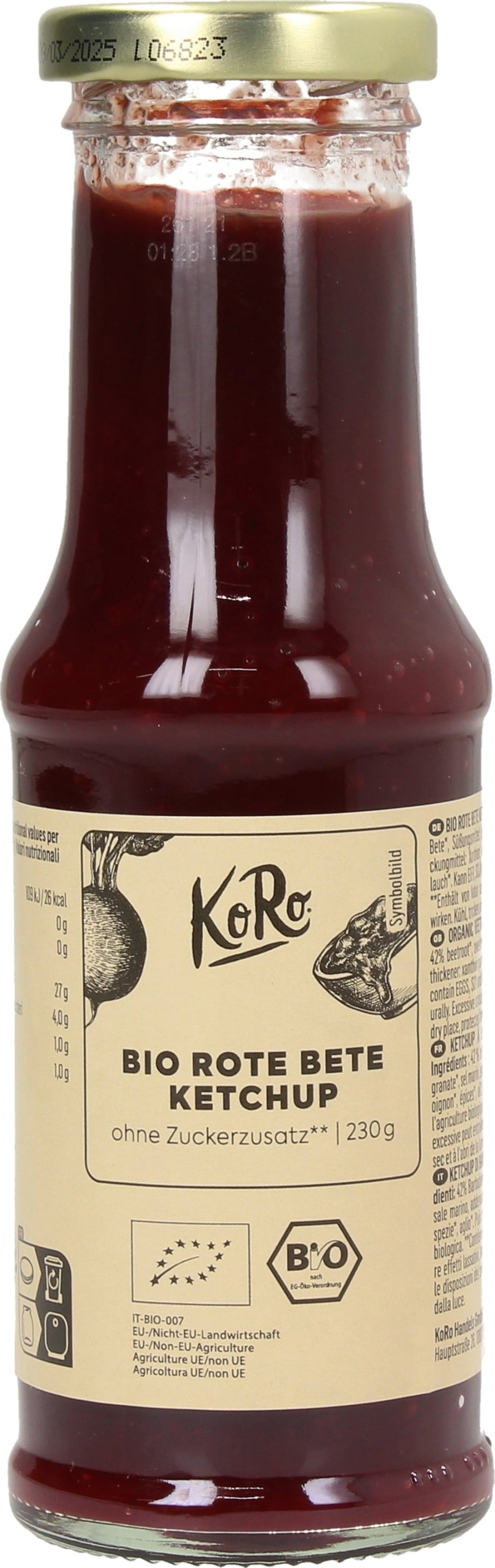 Ketchup de Remolacha Bio Sin Azúcares Añadidos