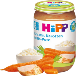 Organic Baby Food Jar - Rice with Carrots and Turkey - 220 g