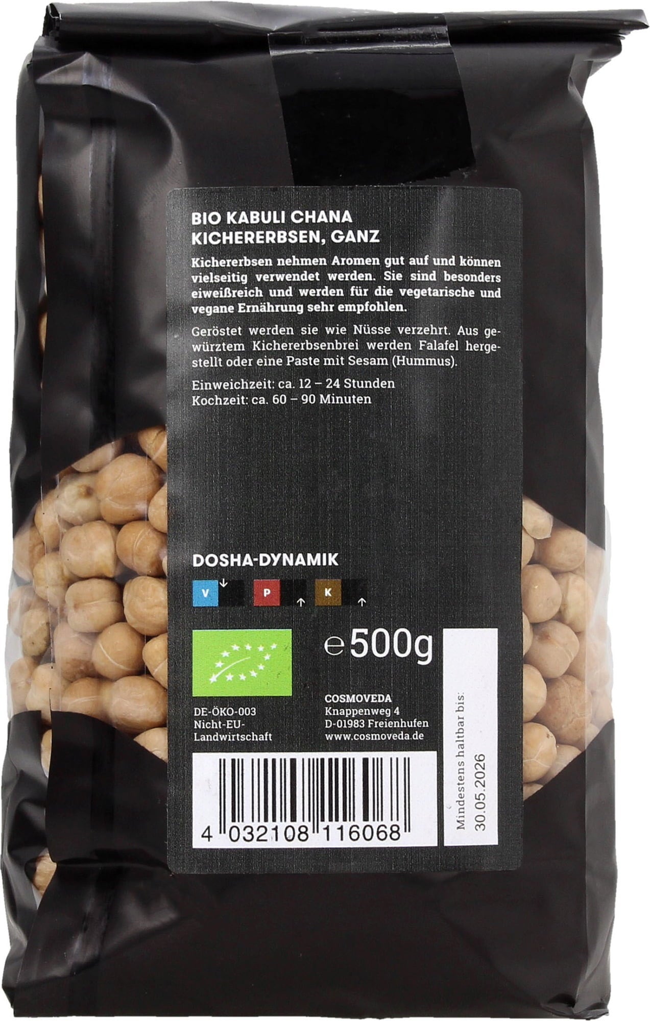 Cosmoveda Organic Kabuli Channa Chickpeas - 500 g