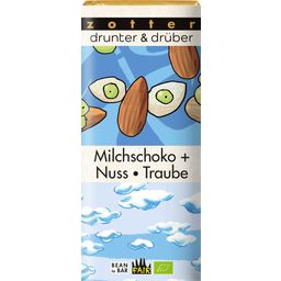 Bio drunter & drüber mléčná čokoláda + ořechy/hrozny
