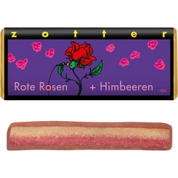 Zotter Schokolade Bio rudé růže + maliny - 70 g