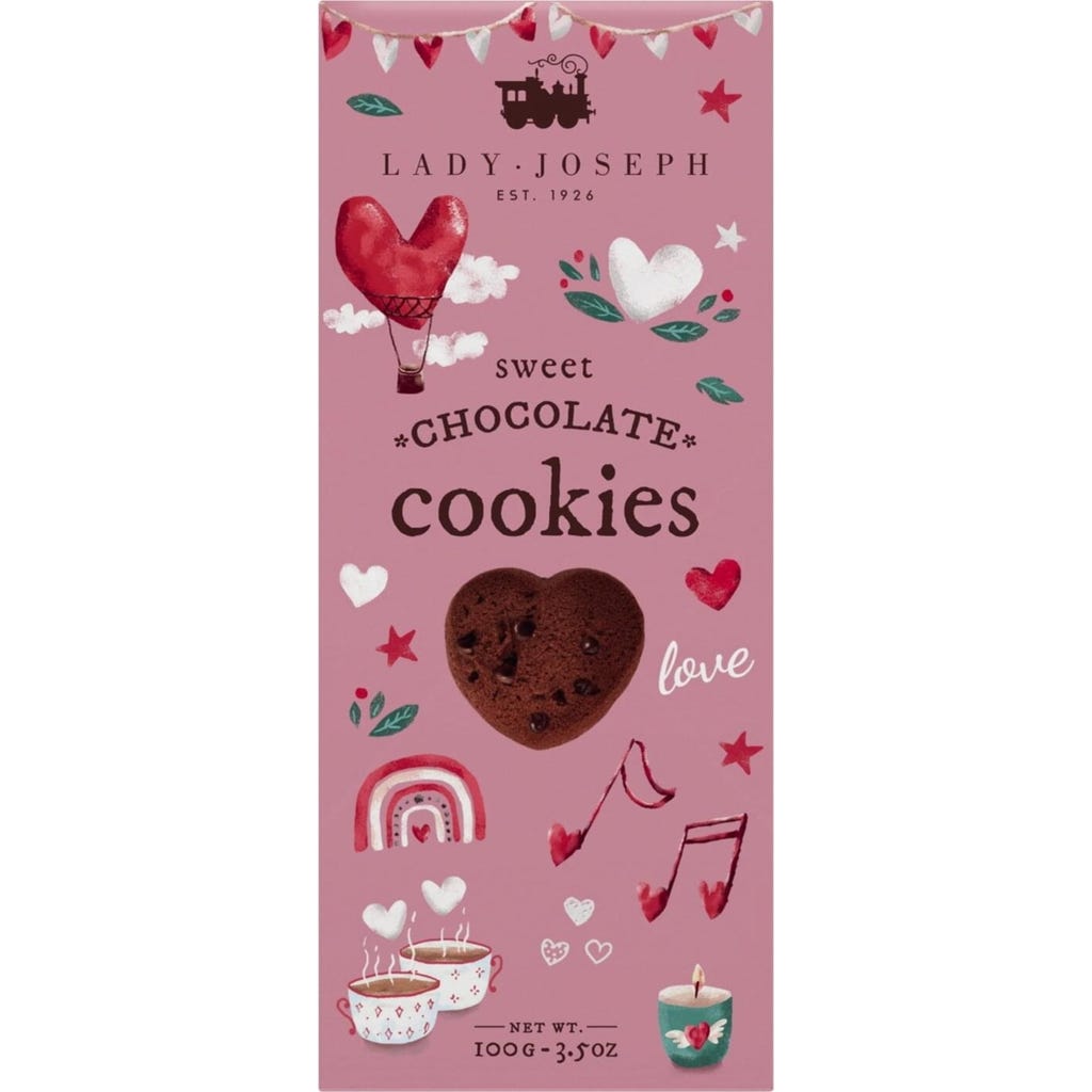 Lady Joseph Sweet Chocolate Cookie Hearts, 100 g - Piccantino
