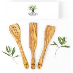 THE OMLETTE LOVER - Szpatułki, 3 sztuki z drewna oliwnego
