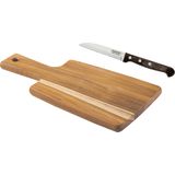 LANDHAUS dárková sada - prkénko z teakového dřeva a univerzální kuchyňský nůž