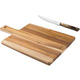 Ajándékszett - LANDHAUS teakfa deszka késsel