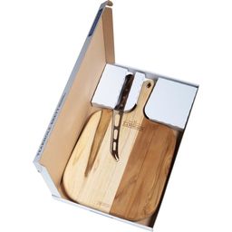 LANDHAUS darilni set - deska za rezanje iz tikovine in nož za sir - 1 k.